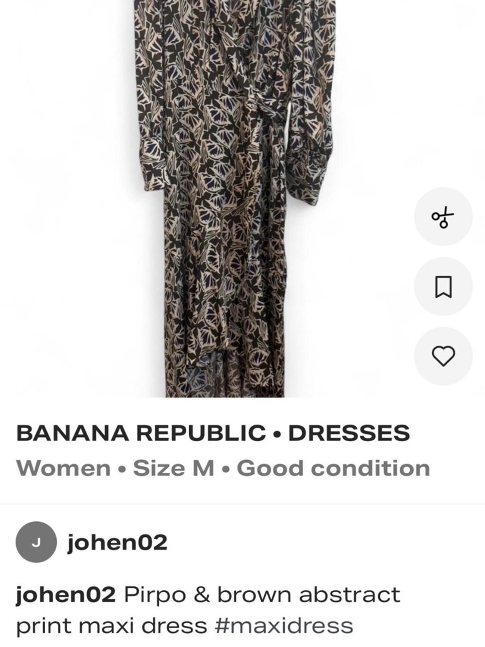 Banana Republic Black and Brown Abstract Print Maxi Dress